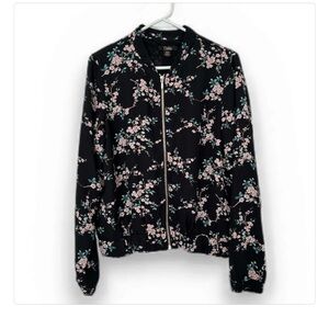 Dalia Black Floral Bomber Jacket size medium